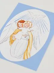 Karte zur Taufe Schutzengel und Heiliger Geist - Blau