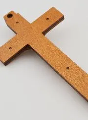 Holz Kruzifix Erscheinungen Unserer Lieben Frau von Lourdes - Goldfarben 12 cm