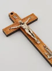Holz Kruzifix Erscheinungen Madonna von Lourdes - Silberfarben 12 cm