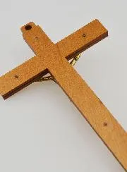 Holz Kruzifix Erscheinungen Madonna von Lourdes - Goldfarben 16 cm