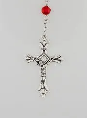 Rosenkranz Farbige Perle Gekettelt Silberfarben - 60 cm