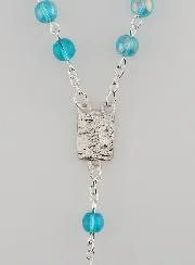 Rosenkranz von Lourdes Modisch aus Kristall-Perlen Blau - 60 cm