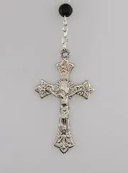 Lourdes Rosenkranz Schwarze Perlen  - 50 cm