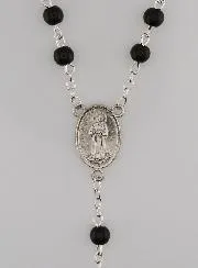 Lourdes Rosenkranz Schwarze Perlen  - 50 cm