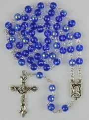 Rosenkranz Lourdes Dunkelblaue Kristall Perlen