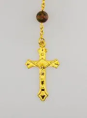 Vergoldeter Rosenkranz Echt Unakit Stein Perle