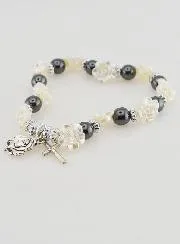 Zehnerrosenkranz Armband Perlmutt Perlen Schwarz und Rosen