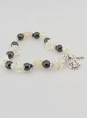 Zehnerrosenkranz Armband Perlmutt Perlen Schwarz und Rosen