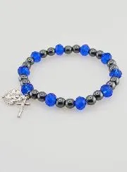 Christliches Armband Schwarze und Blaue Perlen