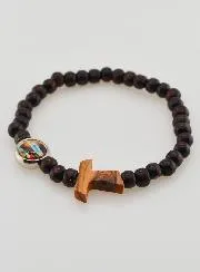 Rosenkranz Armband Holz Taukreuz