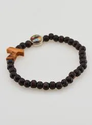 Rosenkranz Armband Holz Taukreuz