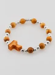 Christliches Kinder Armband Taukreuz und Silberperlen