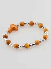 Christliches Kinder Armband Taukreuz und Silberperlen