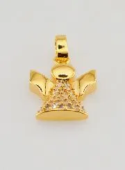 Anhänger Schutz Engel Vergoldet und Strass Diamant 15mm