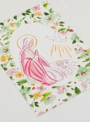 Taufkarte Heilige Maria und Taube Heiliger Geist
