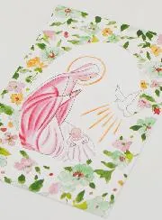 Taufkarte Heilige Maria und Taube Heiliger Geist