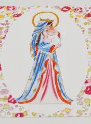 Taufkarte heilige Maria Gekrönt mit Lilie