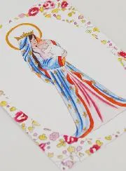 Taufkarte heilige Maria Gekrönt mit Lilie