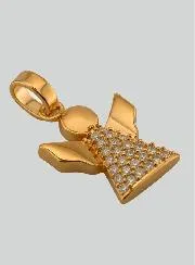 Vergoldeter Anhänger zur Taufe Schutzengel mit Strass Diamanten