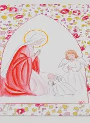 Taufbild Maria und Schutz-Engel - Rosa