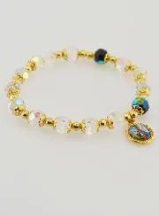 Zehnerrosenkranz-Armband Perlen Kristall und Gold