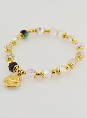 Zehnerrosenkranz-Armband Perlen Kristall und Gold