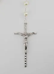 Langer Rosenkranz aus Perlmutt-Perlen 80 cm