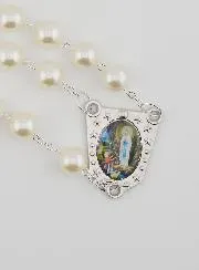 Langer Rosenkranz aus Perlmutt-Perlen 80 cm