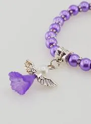 Religiöses Armband Kind Schutzengel - Lila Perlen