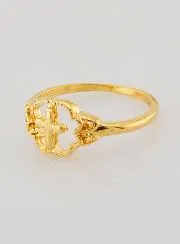 Ring Kreuz und Blume Vergoldet - Grösse 58