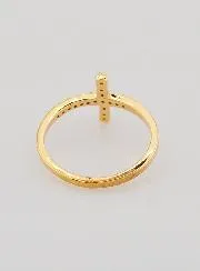 Ring Kreuz und Strass Diamanten Vergoldet - Grösse 58