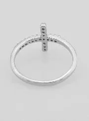 Ring Kreuz und Strass Diamanten - 925er Silber - Grösse 58