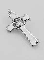 Anhänger Kreuz Hl Benedikt Silber - 5cm