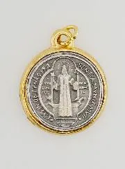 Anhänger Medaille Hl Benedikt Goldfarben - 25 mm