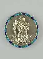 Autohaftplakette Christophorus Silber Emalliert