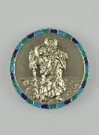 Autohaftplakette Christophorus Silber Emalliert