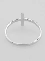 Ring Kreuz und 1 Strass-Diamant - 925er Silber - Grösse 60