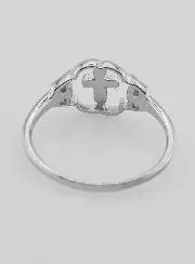 Ring Kreuz und Blume 925er Sterling Silber - Grösse 58