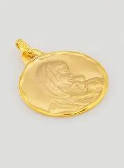 Anhänger Taufmedaillon Maria mit Kind aus Gold