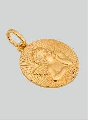 Anhänger Gott schütze Dich Polierte Strahlen aus 375er Gold
