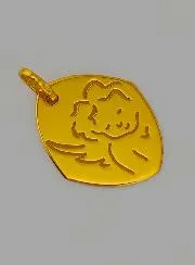 Taufanhänger Gott schütze Dich Engel in rautenform aus 375er Gold