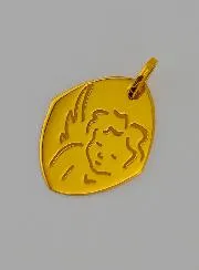 Taufanhänger Gott schütze Dich Engel in rautenform aus 375er Gold