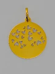 Anhänger Baum des Lebens Rotes Herz aus Gold