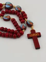 Holz Rosenkranz zum Heiligsten Herzen Jesu Geknotet