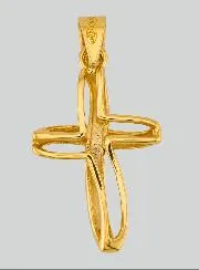 Anhänger Kreuz Filigrane Geflochten Gelbgold