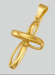 Anhänger Kreuz Filigrane Geflochten Gelbgold