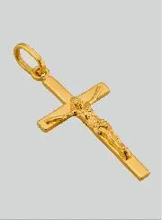 Taufkreuz Anhänger aus Gelb-Gold