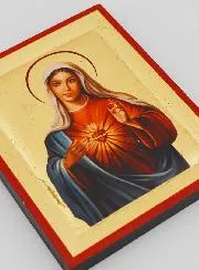 Byzantinische Ikone Unbeflecktes Herz Mariä Handgefertigt - 13 cm