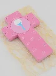 Kinder-Kreuz Holz Taufwasser - 12 cm