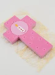 Kinder-Kreuz Tauf-Kerze - Rosa